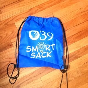 Blue PBS 39bDrawstring Backpack, EUC